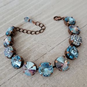 Austrian Crystal Tennis Bracelet in Antique Copper